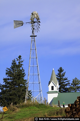 agricultural scene;agriculture;Amish;blue sky;church;country;kids;schoolyard;summer;Wisconsin;WI;windmill;fall