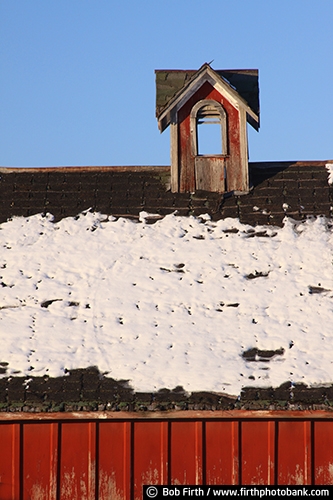 red barn;rural;rustic;snow;winter;cupola;country;farm;agriculture;agricultural;farm buildings