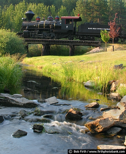Hill City;Keystone;1880 Black Hill Central Railroad;Americana;Black Hills;bridge;creek;destination;river;SD;South Dakota;steam train;stream;tourism;antiiques;historic;old;vintage