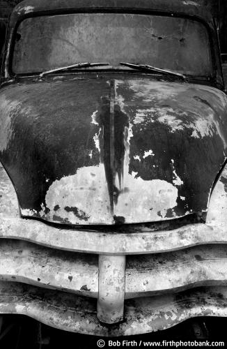 B & W;automobile;Back to the Fifties;Cars and Trucks;black and white;abstract;front end of truck;classic cars;collectible;collectible trucks;Collector Truck;close up;detail;old truck;photos of old trucks;rust;patina;rusty;rusty truck;weathered;moldering truck;weathered truck;vehicle;vintage;old car