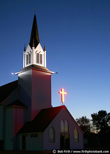 country church;Minnesota;religious;rural church;steeple;symbolic;symbolism;twilight;dusk;cross