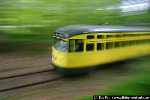 yellow trolley;trolleys;motion;blur;summer;photo;Minnesota;Minneapolis;Bob Firth;Mpls;MN