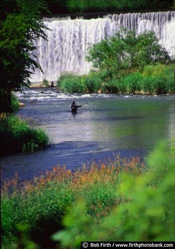 flyfishing;Lanesboro Minnesota;waterfalls;rivers;Root River;trout fishing;solitude;nature;wading;summer;MN