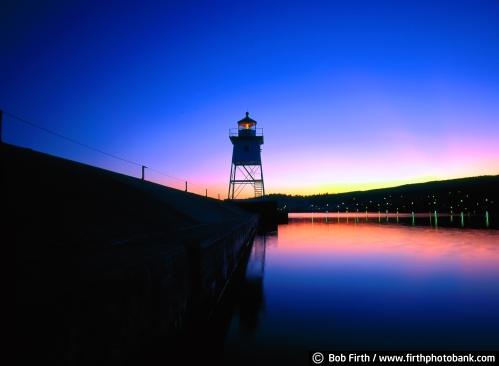 twilight;sunset;silhouette;Sawtooth Mountains;photo;North Shore;night;mood;Minnesota;Lake Superior;Grand Marais;dusk;blue;beacon;lighthouse;light station;MN;Great Lakes;destination;tourism;