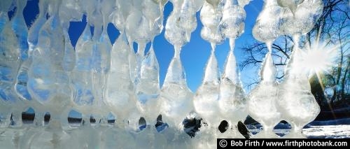 panoramic photo;Winter;cold weather;ice;ice formations;ice cave;Minnesota;MN;sun burst;panoramic;below freezing