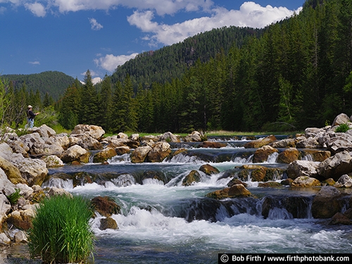 South Dakota;Black Hills;SD;destination;Spearfish Canyon;solitude;rocks;river;water;peaceful;fishing;fisherman;man;High Plains;Black Hills National Forest;Great Plains;trees;woodlands;woods;waterfall