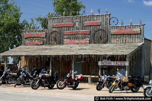 South Dakota;destination;motorcycles;store front;trading post;western restaurant;indian tacos;SD;sign;signage;wagonwheel;tourism