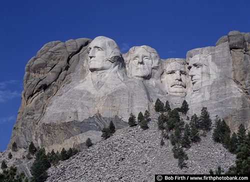 Abraham Lincoln;Americana;Black Hills;destination;George Washington;Gutzon Borglum;Keystone;Mount Rushmore National Memorial;Mount Rushmore National Monument;Mt Rushmore;national symbol;patriotic;pines;rock carvings of Presidents;sculpture;SD;South Dakota;statue of Presidents;symbol;Theodore Roosevelt;Thomas Jefferson;tourism