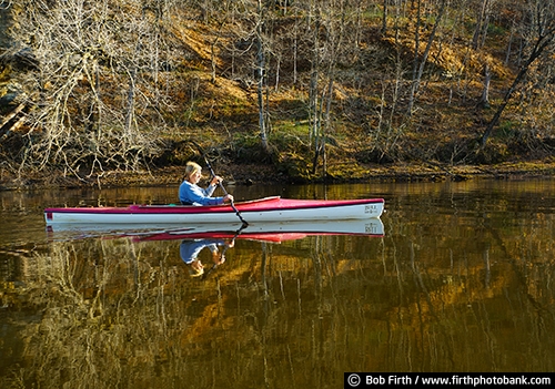 autumn;bare trees;Canoe;Kayak;Canoeing;Kayaking;fall;man;Minnesota;MN;Northstar Canoes;paddler;peaceful;quiet water;reflection;shoreline;solitude;solo;St Croix River;tranquility;water reflections;Water Sports;Rob Roy;decked canoe;boat;boating;recreation;kayaker;paddle sport;relaxing;transportation