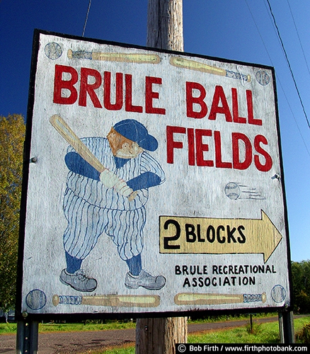 Americana;baseball;Brule WI;country;directions;hand painted sign;rural;Wisconsin
